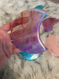XL aura coated quartz moon