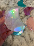 XL aura coated quartz moon